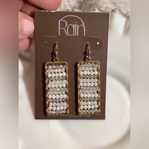 Rain Gold and White Beaded Earrings